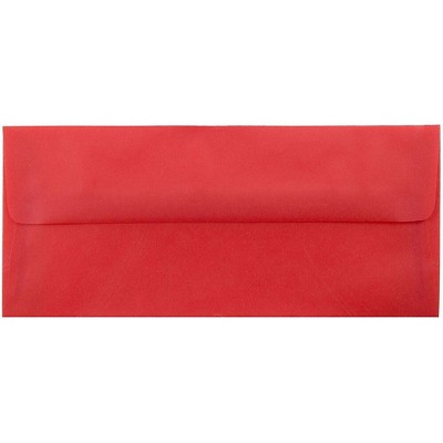 JAM Paper #10 Business Translucent Vellum Envelopes 4.125 x 9.5 Primary Red PACV355