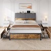 Bed Frame with Charging Station, Tall Ergonomic Upholstered Headboard and Sturdy Metal Platform, No Box Spring Needed, Easy Assembly. - 3 of 4