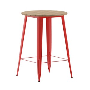 Flash Furniture Declan Commercial Indoor/Outdoor Bar Top Table, 30" Round All Weather Poly Resin Top with Steel base - 1 of 4
