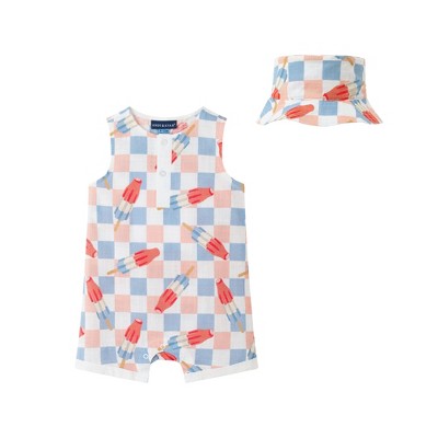 Andy & Evan  Infant  Checkered Pop Woven Romper & Hat
