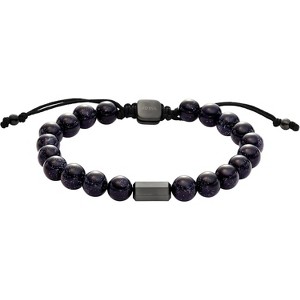 Men's Bracelet in Stainless Steel, Genuine Leather and Beads, Casual Multimaterial Jewelry for Men - 1 of 4