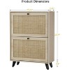 Angel Sar Rattan Shoe Cabinet for Entryway, Slim Shoe Storage Cabinet with 2 Flip Drawers, Shoe Rack Cabinet with Metal Legs, Natural Wood - 3 of 4