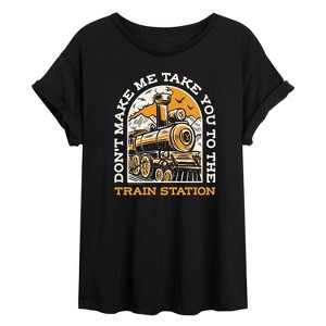 Women's - Yellowstone - Don't Make Me Take You Train Station Oversized Graphic T-Shirt - 1 of 4