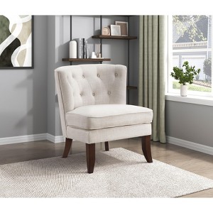 CAVINAS 18" Modern Accent Chair with solid Wood Legs, Classic Living Room Upholstery Chair,Button Tufted Back - 1 of 4