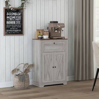 NicBex Barn Door Style Buffet Cabinet with Storage 34.5" Farmhouse Kitchen Sideboard Cabinet with Adjustable Shelf for Living Room