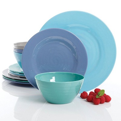Gibson Brist 12-Piece Assorted Color Melamine Dinnerware Set