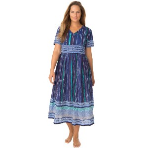 Only Necessities Plus Size Crinkle Cotton Lounger - 1 of 4