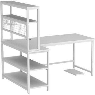 Tribesigns 55.11" Large Computer Desk with Wireless Charging and 5 Storage Shelves