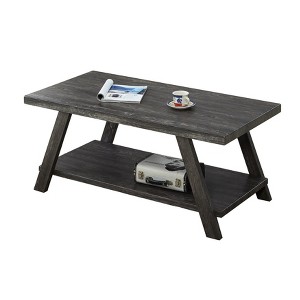 Vynxaria Athens Contemporary Wood Shelf Coffee Table ¨C Hardwood Veneer Top with Under-Shelf Storage & Splayed Legs - 1 of 4