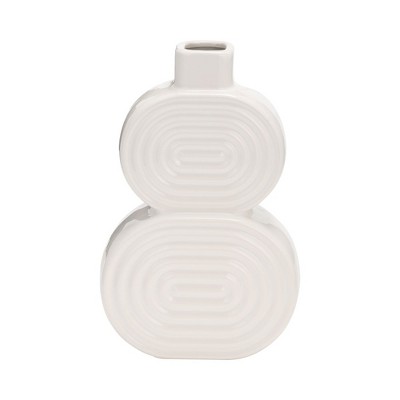 Sagebrook Home Stacked Circle Ceramic Vase - Contemporary Creative Abstract Vase for Home or Office Decorative