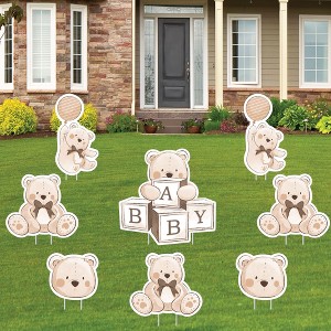 Big Dot of Happiness We Can Bearly Wait - Yard Sign and Outdoor Lawn Decorations - Teddy Bear Baby Shower Yard Signs - Set of 8 - 1 of 4