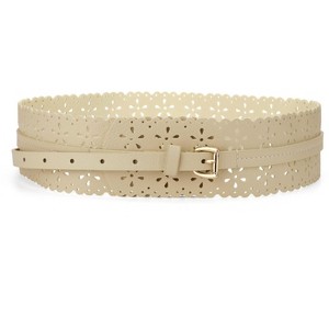 INSPIRE CHIC Women's Vintage Hollow Floral Leather Cinch Wide Waistband - 1 of 4