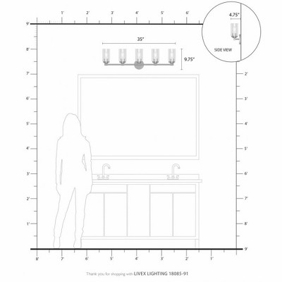 Whittier Brushed Nickel 5-Light Vanity Sconce with Clear Glass Shades