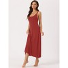 cheibear Women's Sleeveless Racer Back Full Slip Camisole Midi Nightgowns - 3 of 4