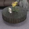 Modern Round Coffee Table,31'' Black Wood Textured Center Table for Living Room-Maison Boucle - 2 of 4