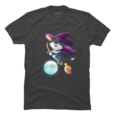 Men's Design By Humans Halloween cat witch By Yelllowlion T-Shirt