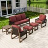 EAGLE PEAK 6 Pieces Natural Cedar Wood Conversation Set, Outdoor Patio Furniture with 2 Ottomans and Side Table - 2 of 4