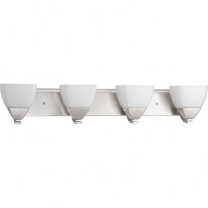 Progress Lighting Appeal 4-Light Bath Vanity in Brushed Nickel with Etched White Glass Shades - 1 of 2