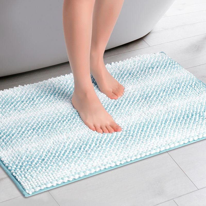 Unique Bargains Chenille Soft and Absorbent Non-Slip Striped Luxury Plush Shaggy Bath Mat Bathroom Rug, 2 of 7