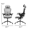 FONTOI Task and Office Chairs, Office Chair with Flip-up Armrests and Adjustable Lumbar Support for Home Office, Gray, 28.7"*50.3"*28.7" - 2 of 4