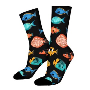 Tropical Fish Women Printed Crew Socks Funny Funky Socks Soft Polyester Novelty Gifts for Artists Men - 1 of 4