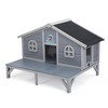 SEVOBAL Pet Crates and Houses All Weather Wooden Cat House Play Pen Cozy Fringe Curtains Lockable Doors for Outdoor Patio, Gray, 43.31"*31.1"*29.13" - 2 of 4