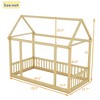 CAVINAS Twin/Full Size Kids Montessori Bed with House Roof Frame,Floor Bed with Safety Guardrails,Toddler bed for Bedroom,Gray/White/Brown - 3 of 4