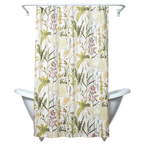 botanical illustration shower curtain