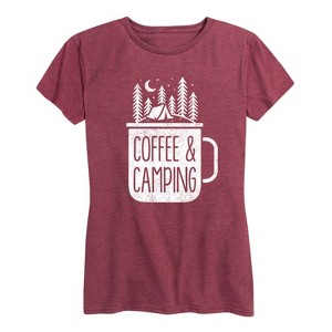 Women's - Instant Message - Coffee And Camping Short Sleeve Graphic T-Shirt - 1 of 4