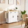 Kitchen Islands Carts On Wheels with Wood Top Rolling Cart with Storage Drawer, 2-Door Cabinet,Foldable Leaf,Mobile Workstation for Kitchen,Bar,Black - 2 of 4