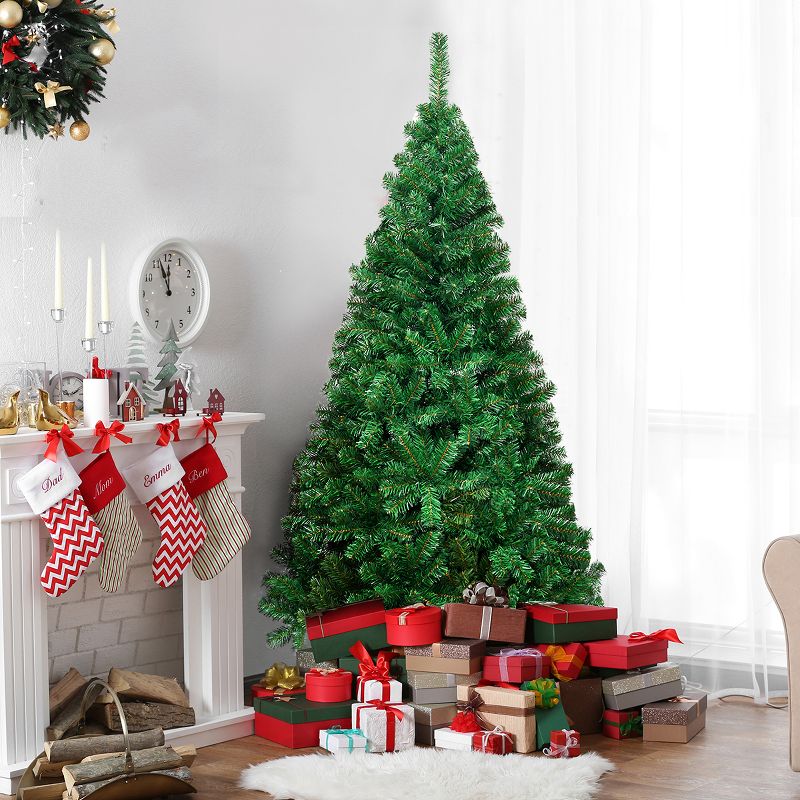 Costway 5Ft/6Ft/7Ft/8Ft Artificial PVC Christmas Tree W/Stand Holiday Season Indoor Outdoor Green, 5 of 11