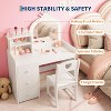 Kids Vanity With Mirror,  2 In 1 Princess Vanity Set Toddler Vanity Table & Chair Set With Open Bookshelf, Storage Cabinet - 3 of 4