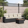 vidaXL 5 Piece Patio Sofa Set with Cushions Black and Cream Poly Rattan - 2 of 4