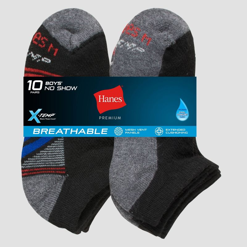 Hanes Boys' 10pk Premium No Show Socks, 4 of 5