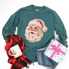 Santa Face Textured Paint - Women's Garment Dyed Long Sleeve Graphic T-Shirt - 2 of 4