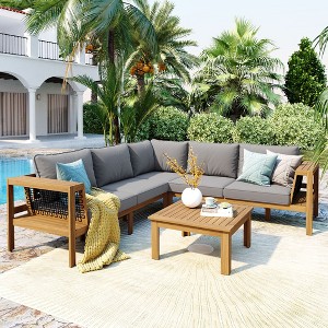 Maggift Outdoor Patio Seating Sets, Distinctive Conversation Friendly Design, Perfect for Gardens, Patios, Living Spaces, Gray, 85.8"*27.2"*25.2" - 1 of 4