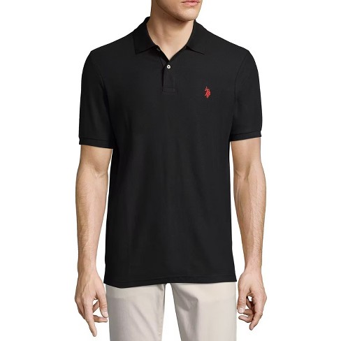 U.S. Polo Assn. Mens Solid Pique Polo With Small Pony Black Small