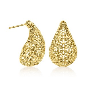 Ross-Simons Italian 18kt Gold Over Sterling Milgrain Teardrop Earrings - 1 of 4