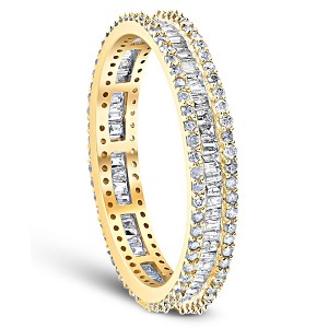 Pompeii3 1 1/10 Ct Baguette & Diamond Eternity Ring Wedding Band in White or Yellow Gold - 1 of 4