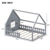 Lyngins Full Size Wood House Bed Frame with Fence, Window & LED Lights, Playful Kids' Floor Bed Frame, Sturdy Pine Wood Toddler Bed - 3 of 4