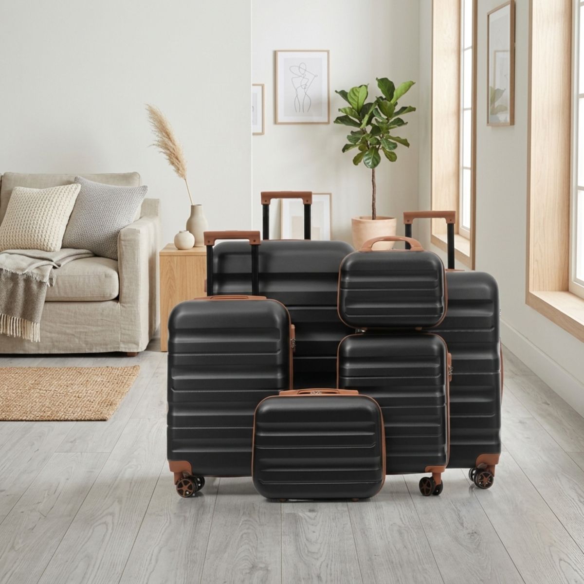 Polibi Luggage Set 6 Pieces with 12 Inch, 14 Inch, 16 Inch, 20 Inch Carry-On and 24 Inch, 28 Inch Checked Suitcase - thumbnail 2