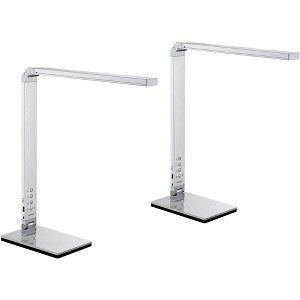 360 Lighting Jett 16 1/2" High Small Modern Desk Lamps Set of 2 USB Port Night Light LED Silver Metal Home Office Living Room Charging Bedroom Bedside - 1 of 4