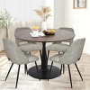 Harold+Edwin 5-Piece Dining Table Set Walnut Foil Round Top Pedestal Dining Room Set with 4 Upholstered Chairs for Apartment - Maison Boucle - 2 of 4