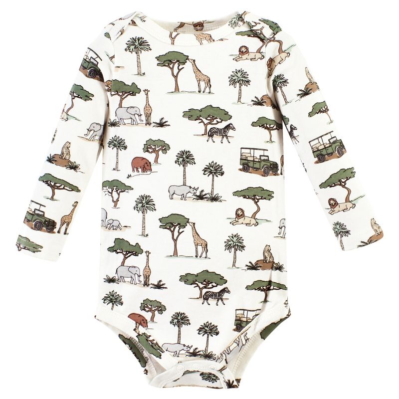 Hudson Baby Cotton Long-Sleeve Bodysuits, Going On Safari 5-Pack, 4 of 8
