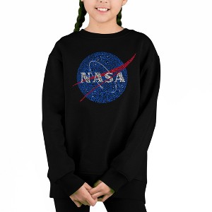 LA Pop Art Nasa'S Most Notable Missions - Girl's Word Art Crewneck Sweatshirt - 1 of 3