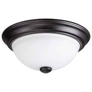 Portage Bay Flush Mount Ceiling Light Modern Lighting Fixture, Alabaster Glass Shade for Bedroom Kitchen Hallway, 11 Inch, Bronze - 1 of 4