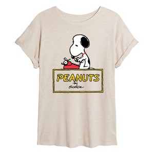 Women's - Peanuts - Snoopy Typing Oversized Graphic T-Shirt - 1 of 4