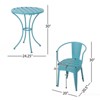 VisioGear Patio Bistro Sets, 3 Pieces Patio Dining Sets with Metal Table Top for Backyard or Poolside, Blue, 24.25"*24.25"*30" - 3 of 4
