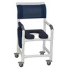 MJM International Corporation Shower Chair 18 In Width 3 In Total Locking Casters Blue Dual Usage Front Seat Blue Designer 300 Lbs Wt - 2 of 2