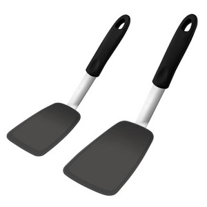 Silicone Pancake Turners 2 Pack for Nonstick Cookware, Heat Resistant Kitchen Spatulas for baking, flipping eggs, burgers, pancake, Size: S,M - 1 of 4